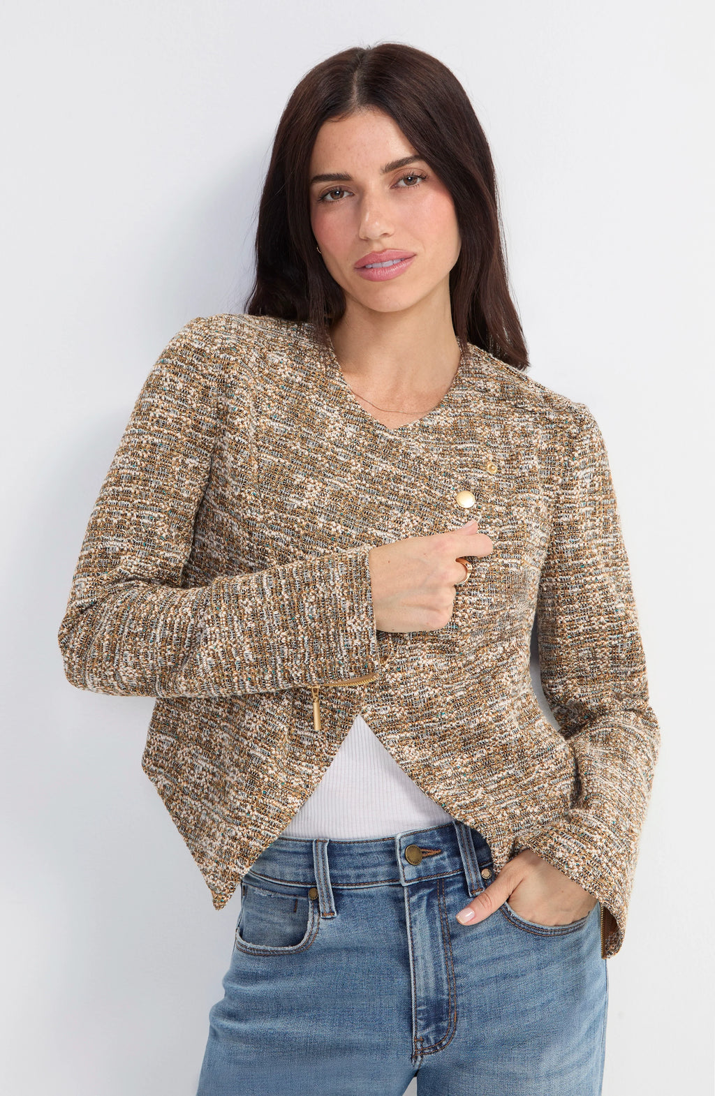 Collarless Moto Jacket
