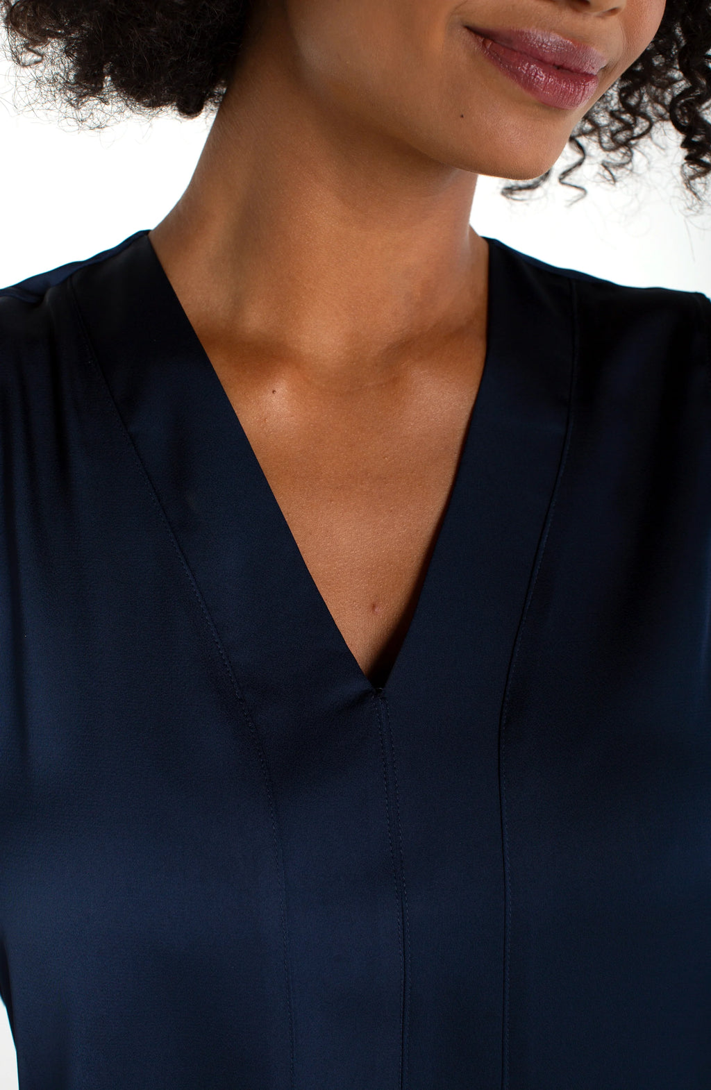 Sleeveless V-Neck Woven-to-Knit Top