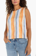 Sleeveless Shell Top with Button Back