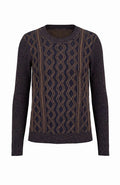 Long Sleeve Wavy Detail Crewneck Sweater