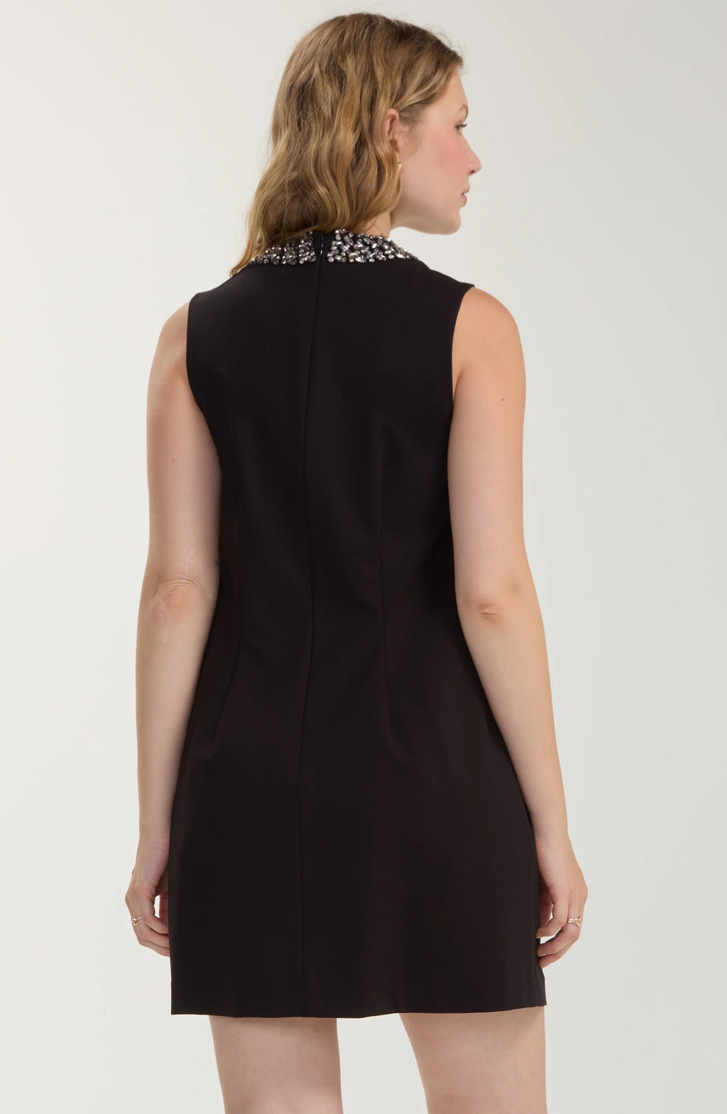 Sleeveless Mini Dress With Embellished Collar
