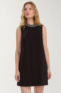 Sleeveless Mini Dress With Embellished Collar