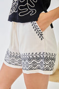 Peses Linen Shorts with Embroidered Borders