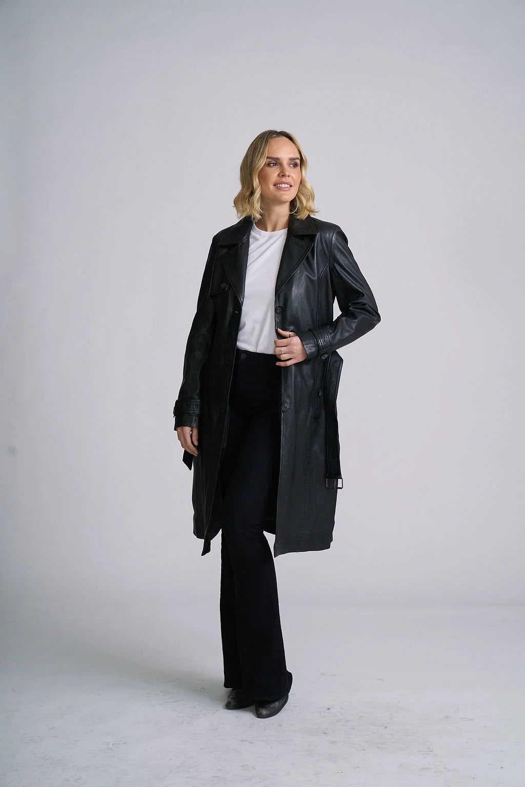 Leah CF Leather Trench