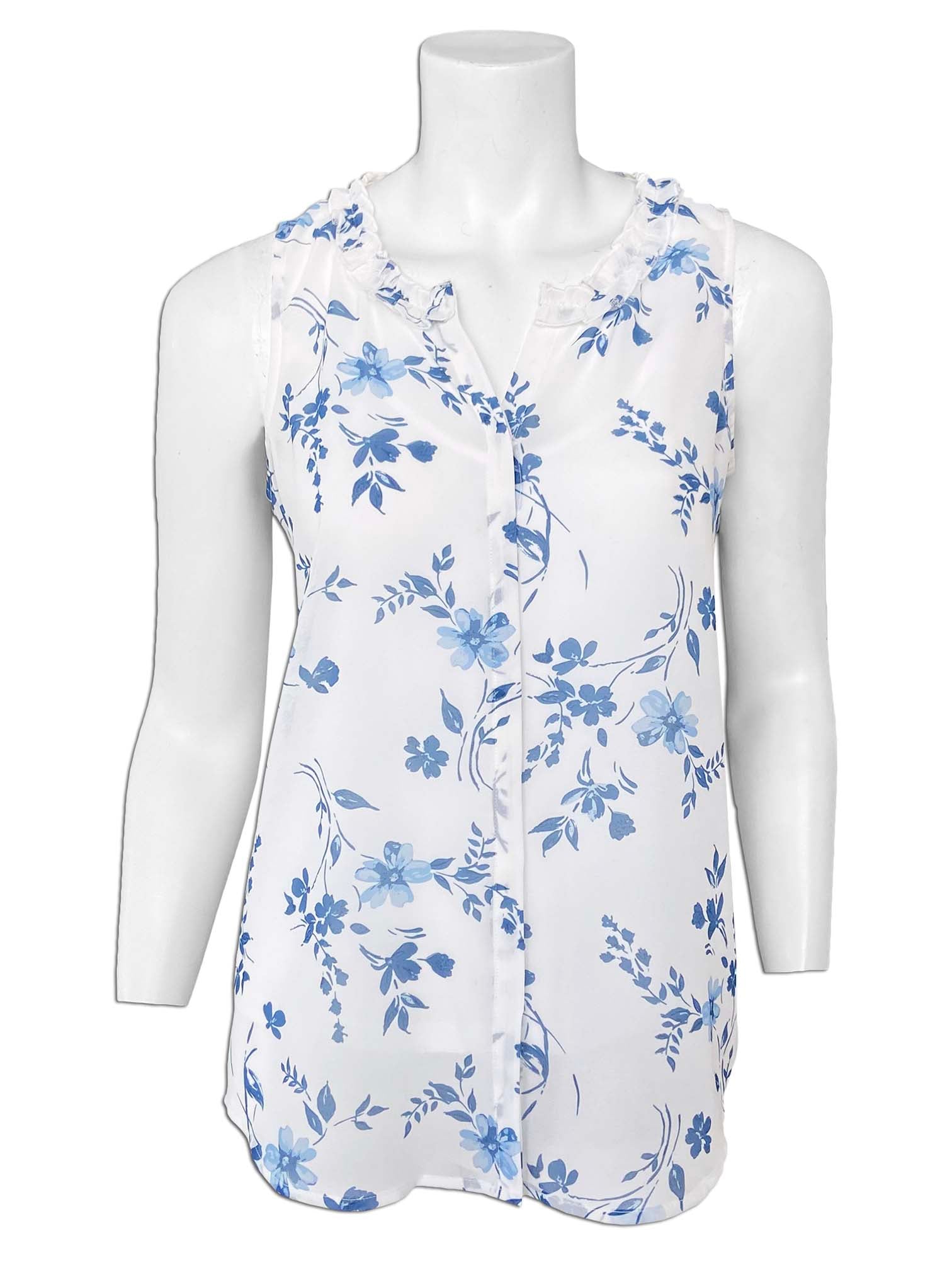 Sleeveless Floral Print Blouse