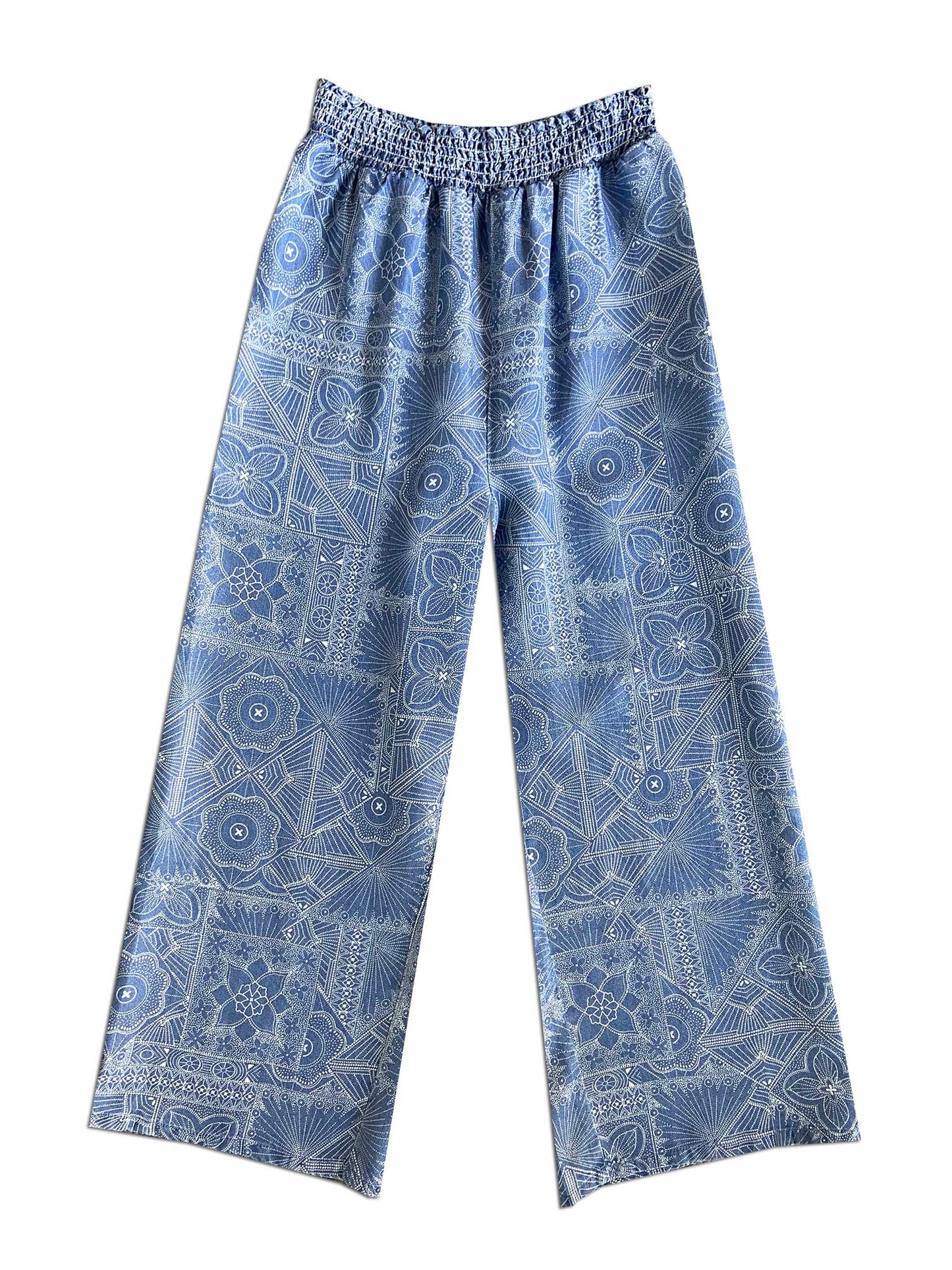 Tropical Print Wide Leg Capri