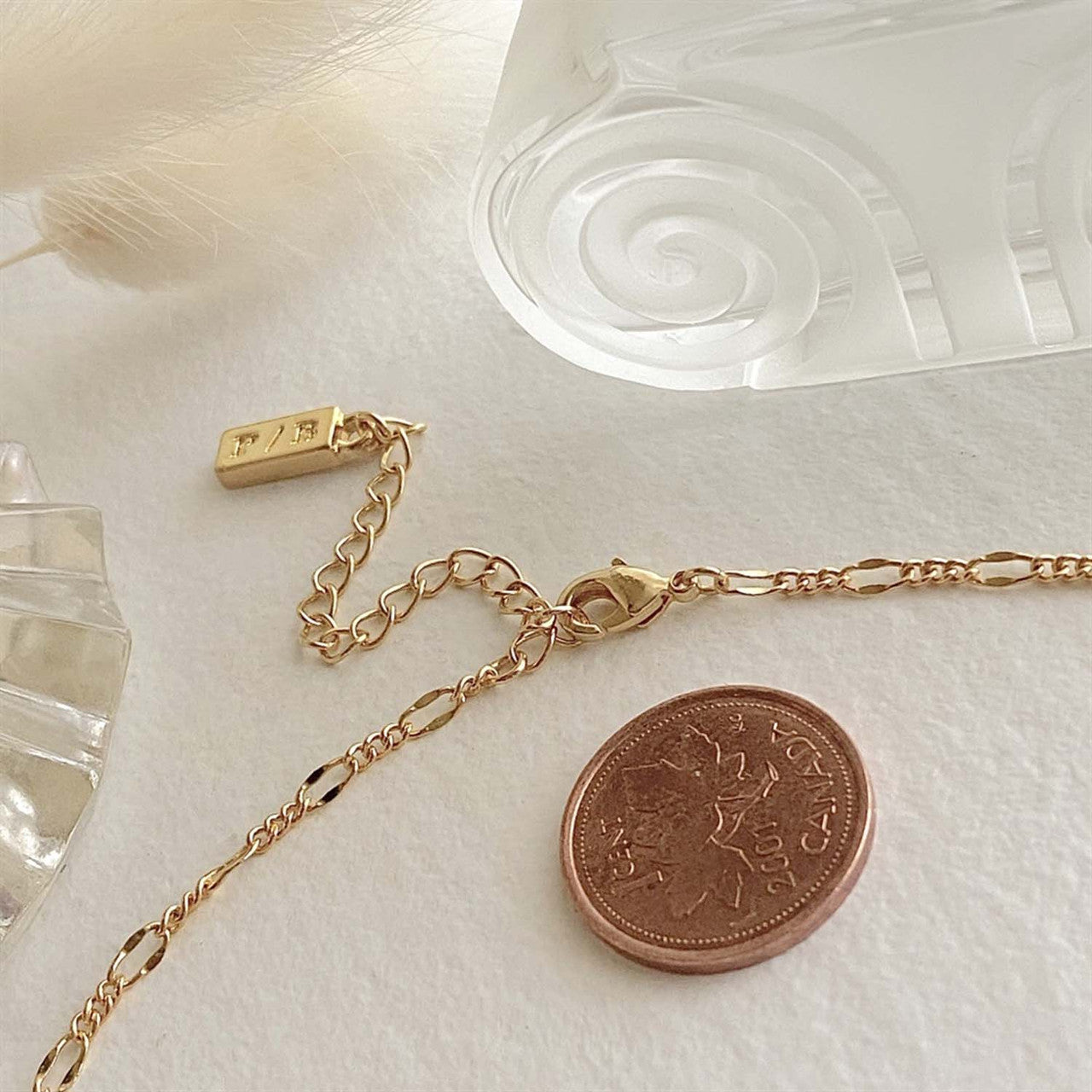 Figaro Flat Link Patterned Chain Necklace