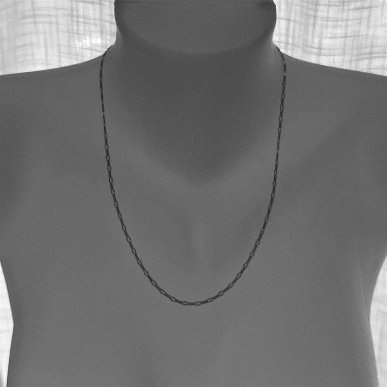 Figaro Flat Link Patterned Chain Necklace