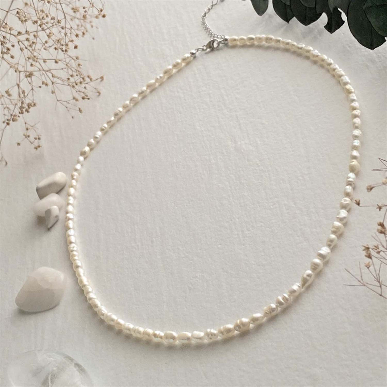 Minuet Freshwater Seed Pearl Necklace With Sterling Silver Findings