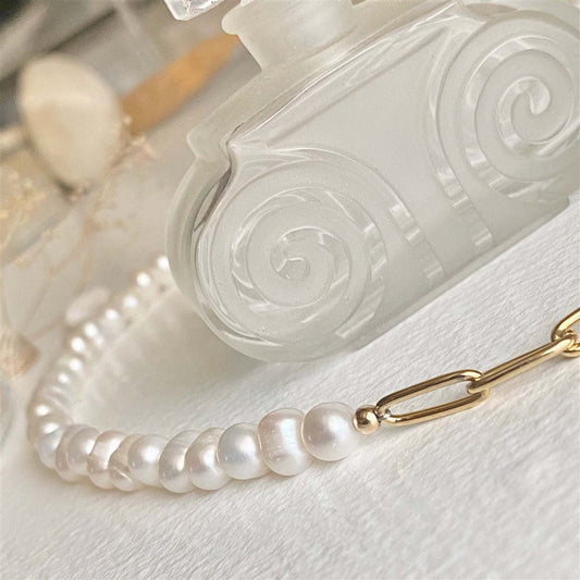 Champs-Élysées Freshwater Pearl & Gold Paperclip Chain Necklace