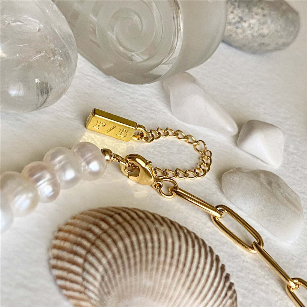Champs-Élysées Freshwater Pearl & Gold Paperclip Chain Necklace