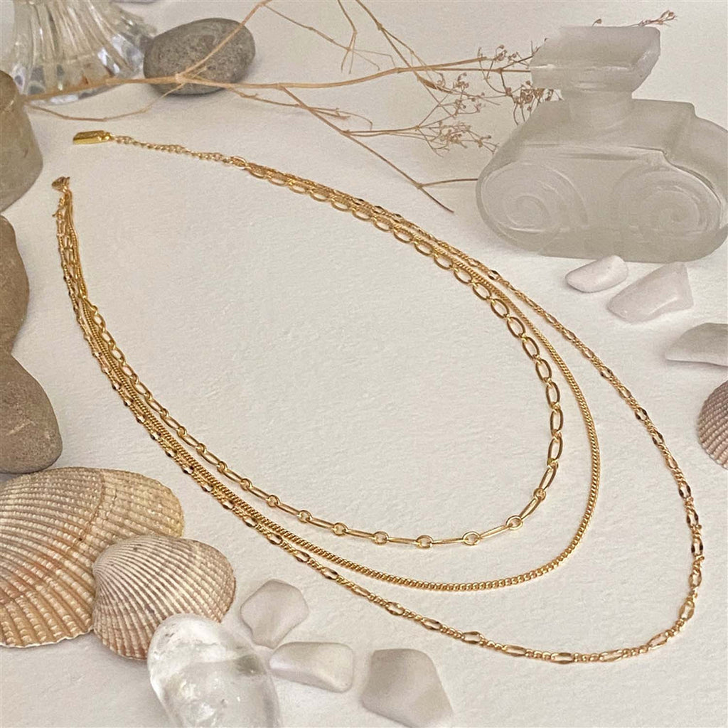 Nanaimo Triple Layer Textured Chain Necklace