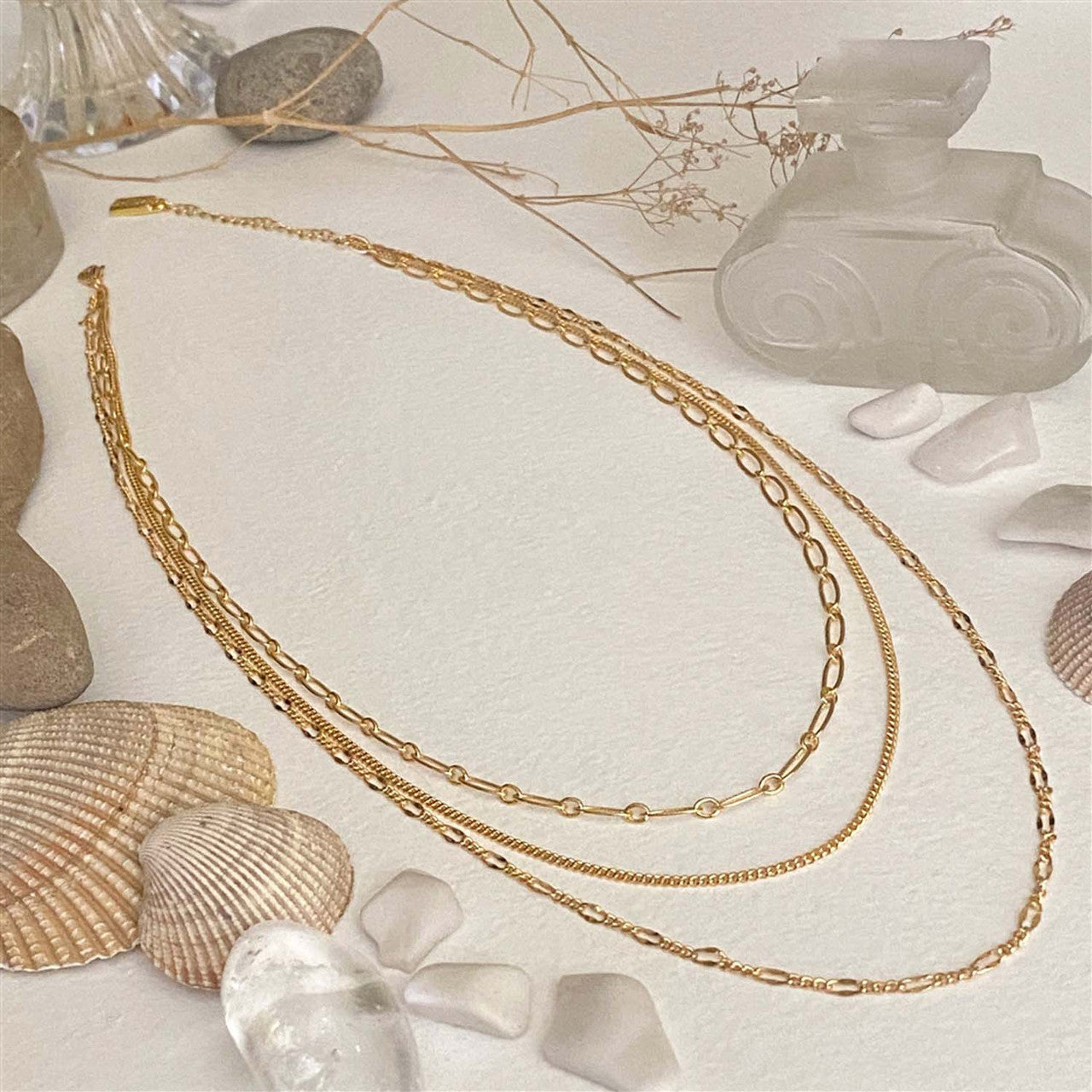Nanaimo Triple Layer Textured Chain Necklace