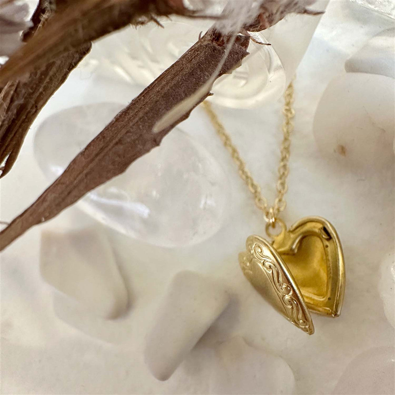Elizabeth Vintage Heart Shaped Locket Charm Necklace