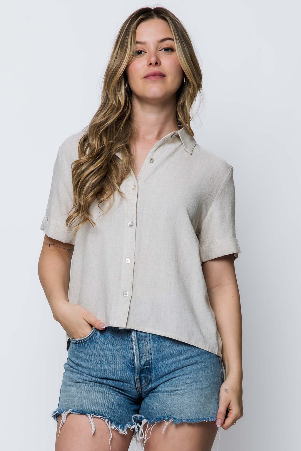 Nina Cuffed Short Sleeve Shirt