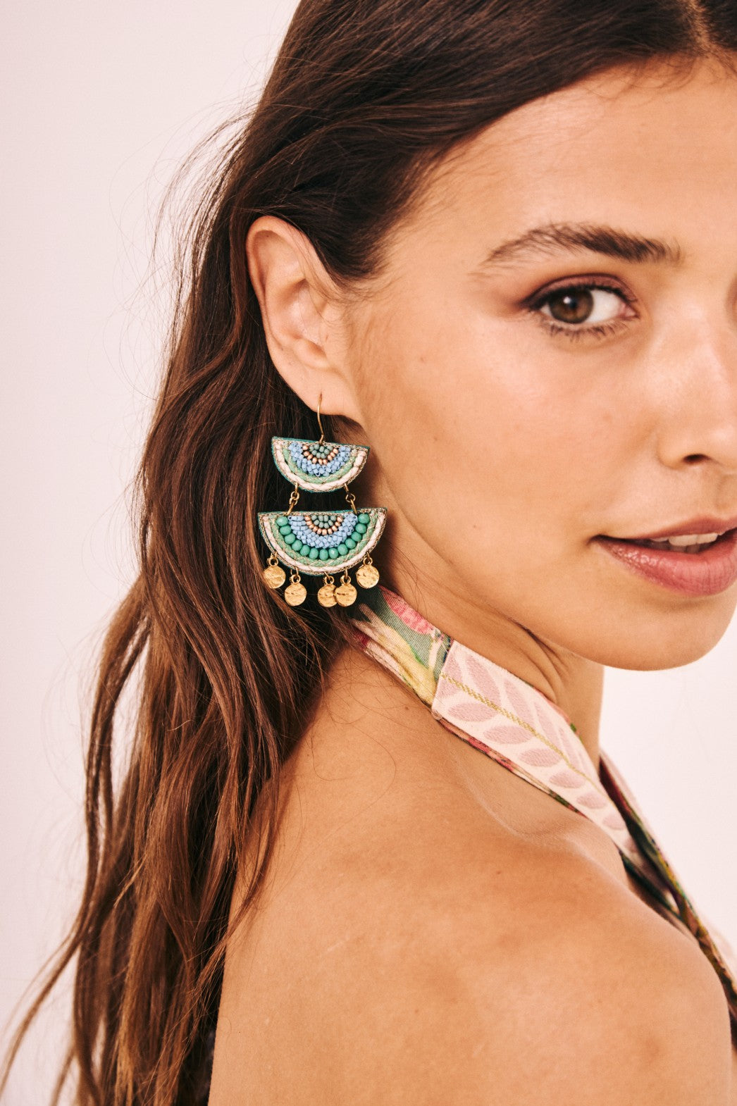 Beaded Pendant Dangle Earrings