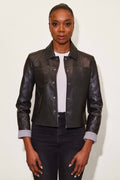 Lefei Cropped Collared Leather Jacket