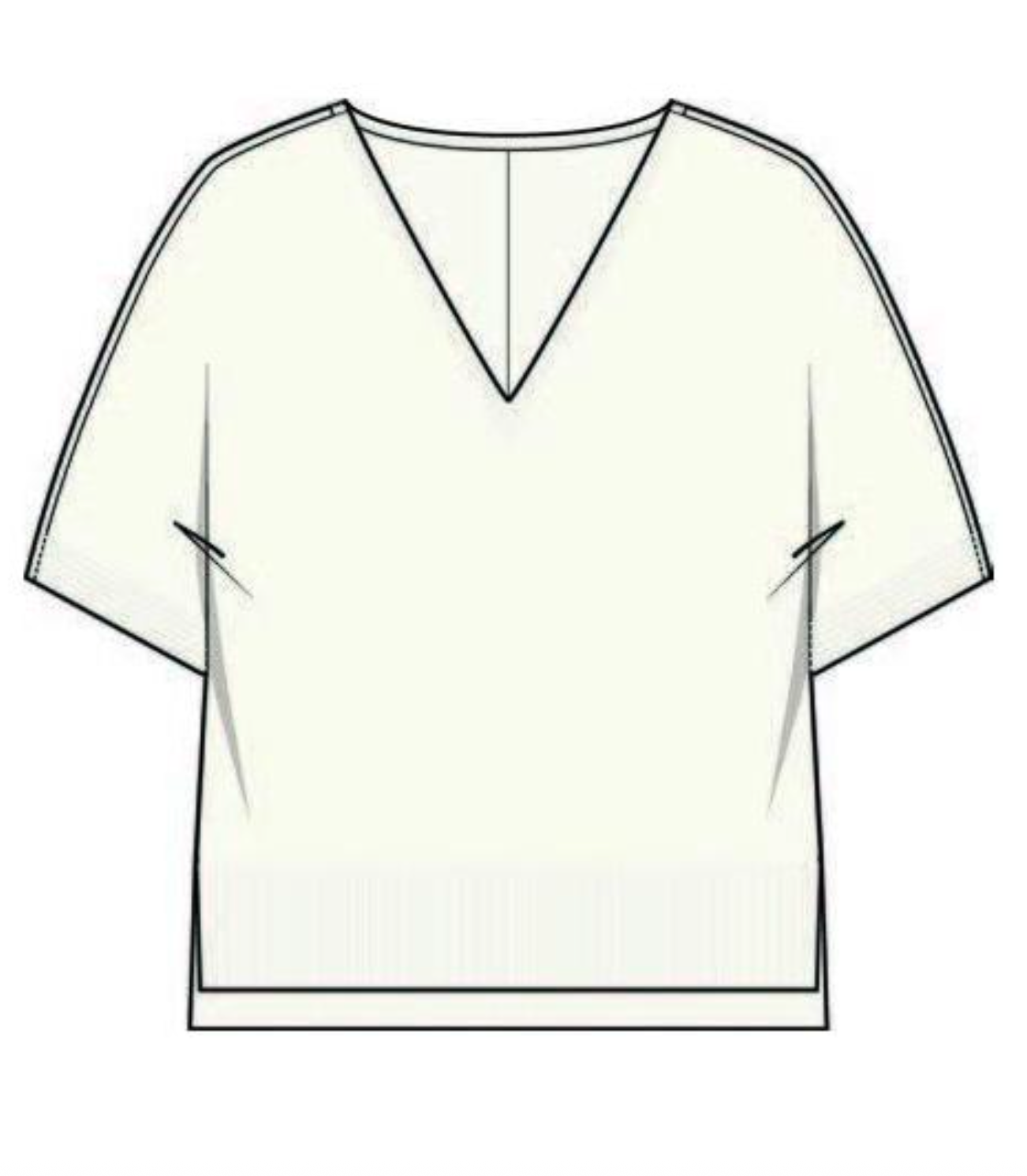 Short Sleeve V-Neck Dolman Popover Sweater