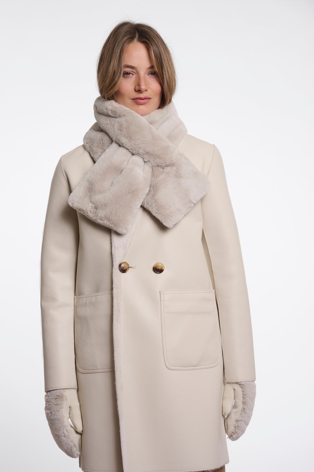 Stip Faux Fur Scarf