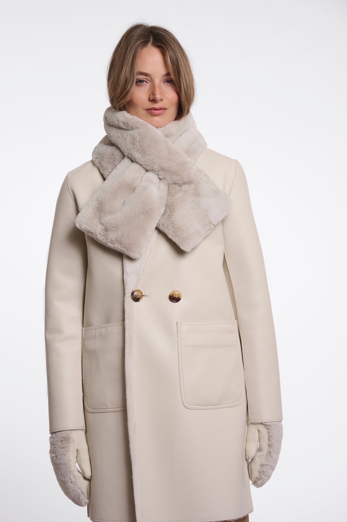 Stip Faux Fur Scarf