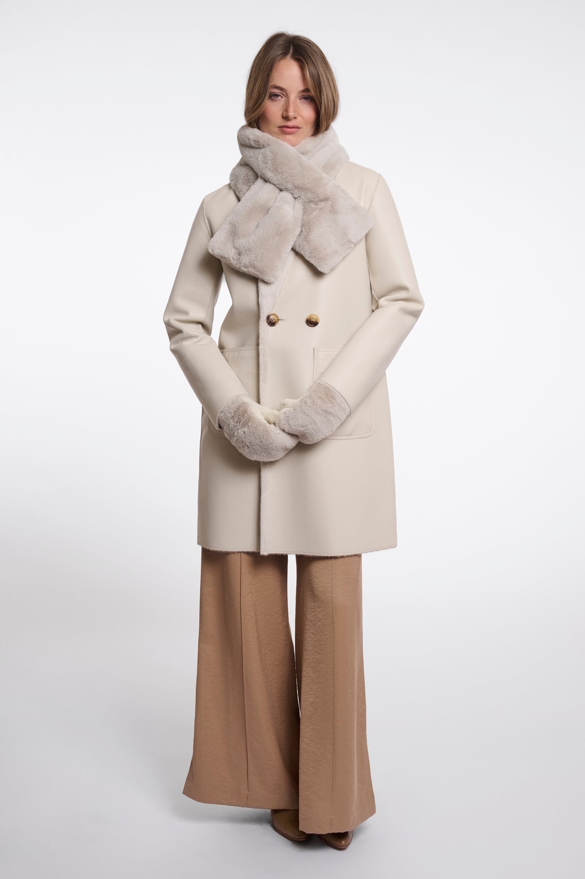 Stip Faux Fur Scarf