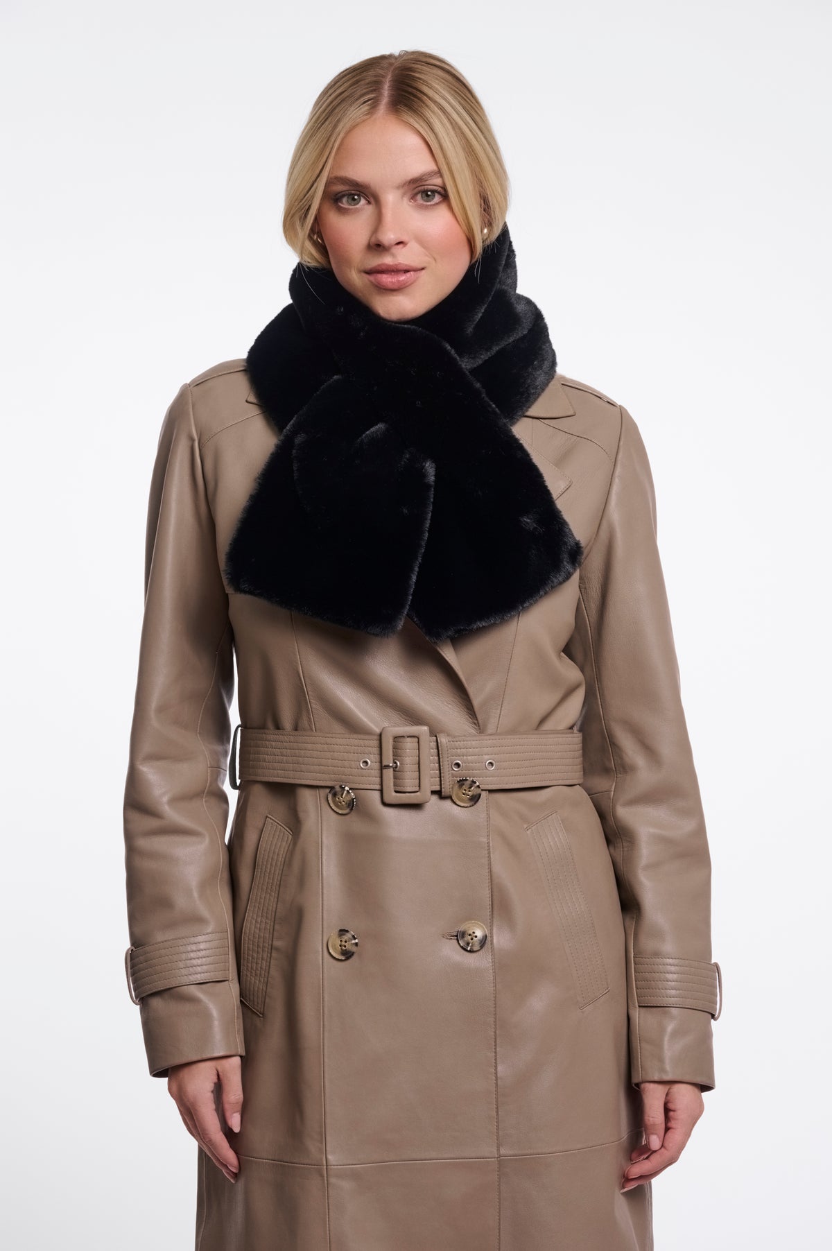 Stip Faux Fur Scarf
