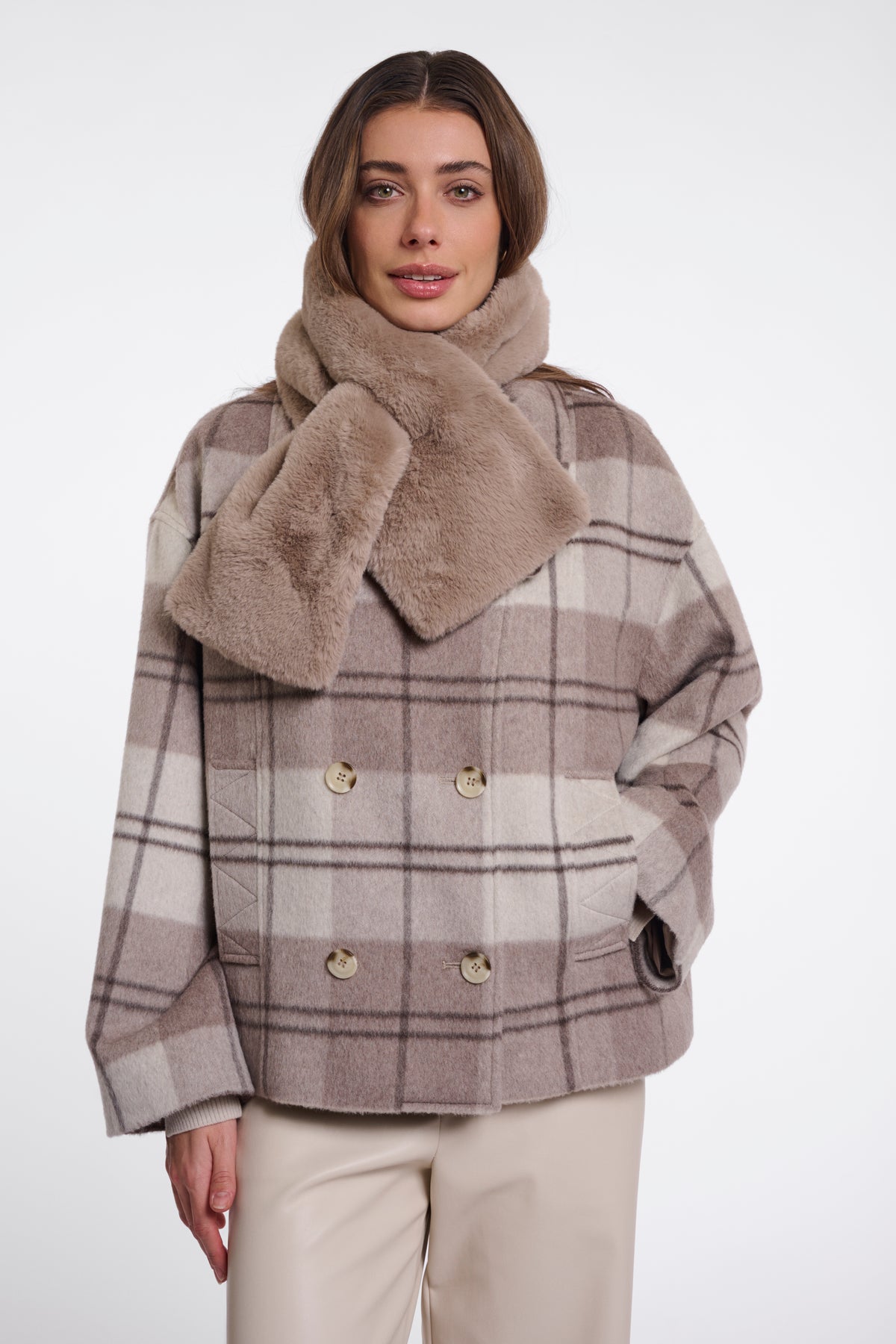 Stip Faux Fur Scarf