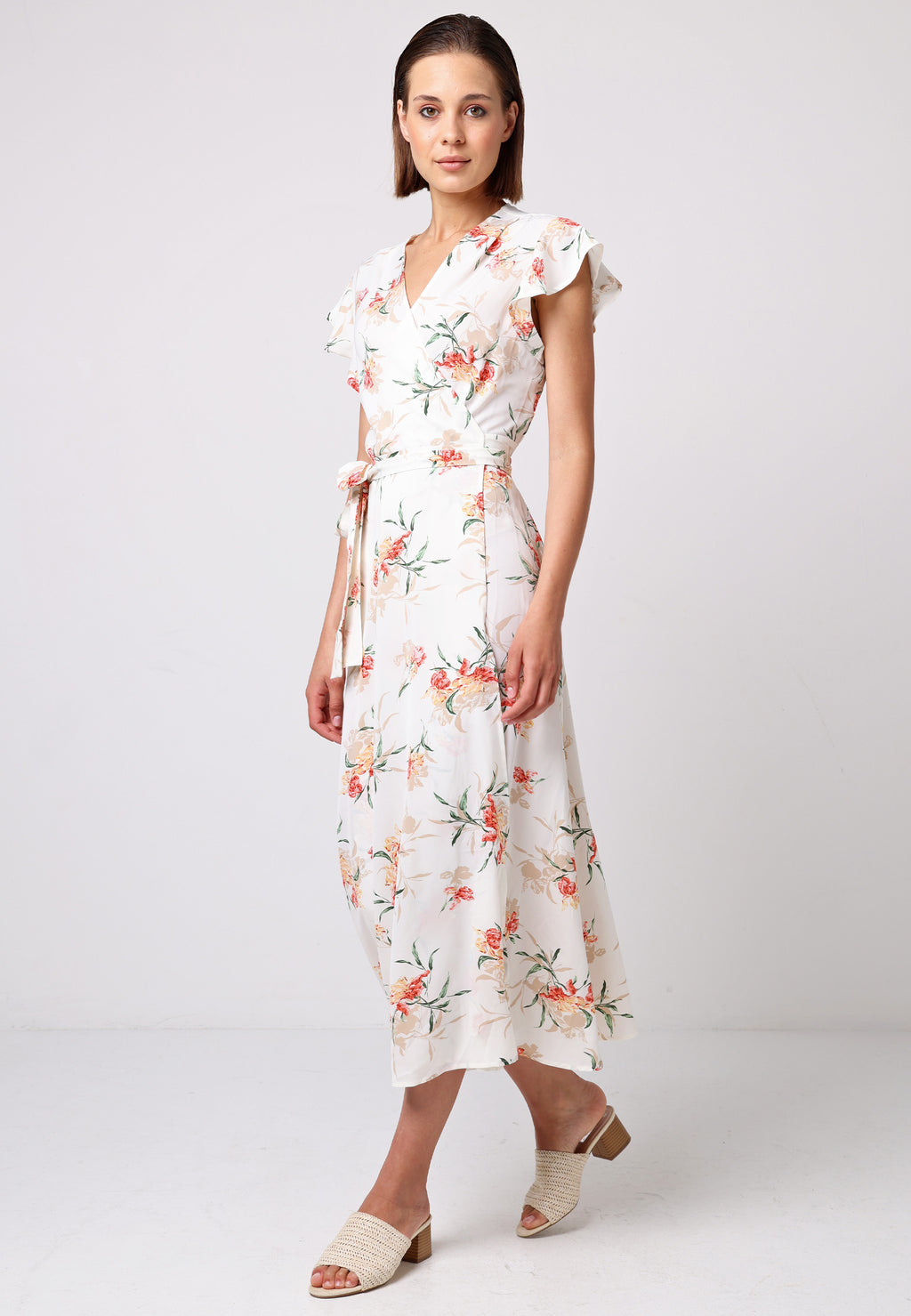 Wrap Maxi Dress with Cap Sleeve