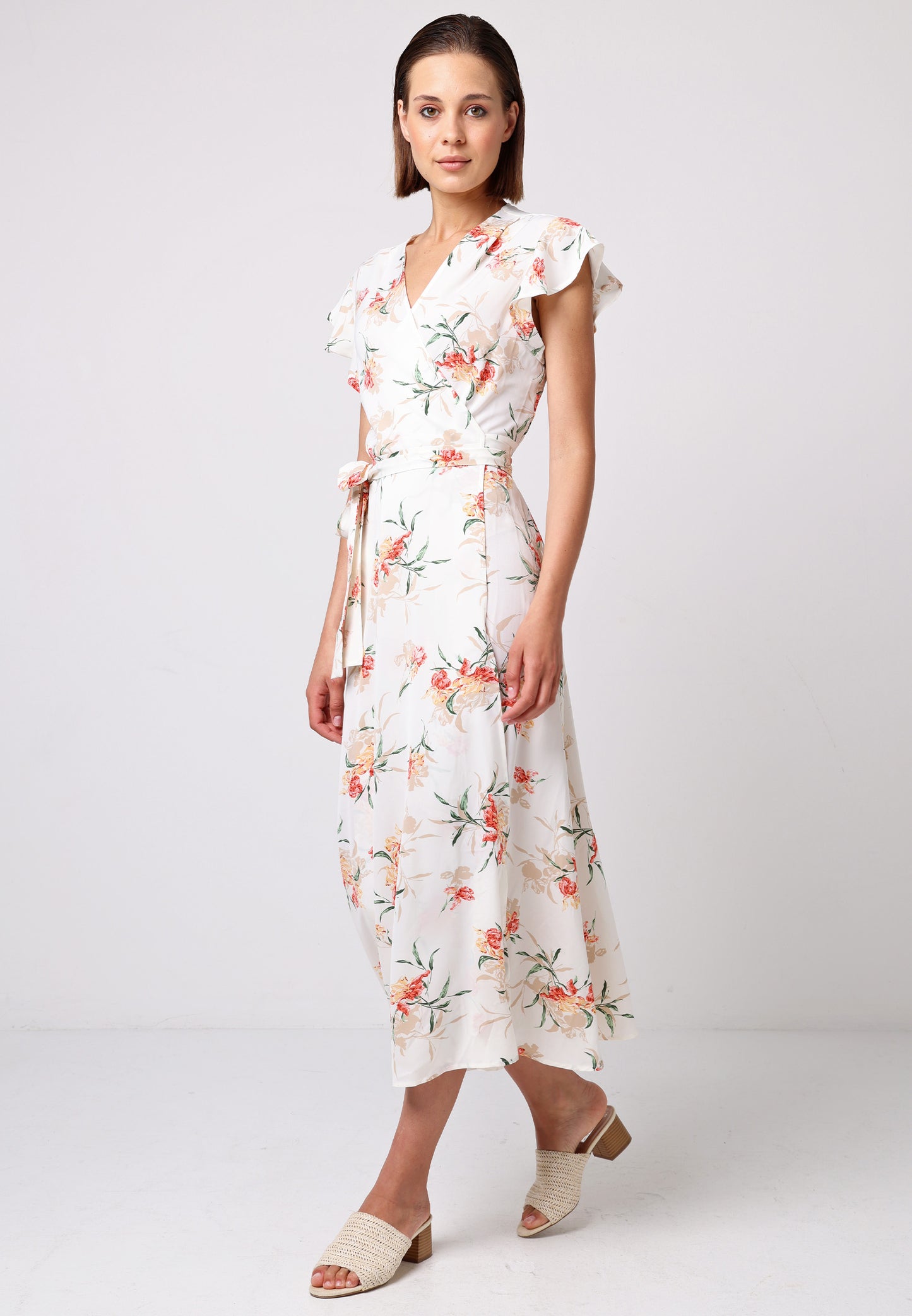 Wrap Maxi Dress with Cap Sleeve