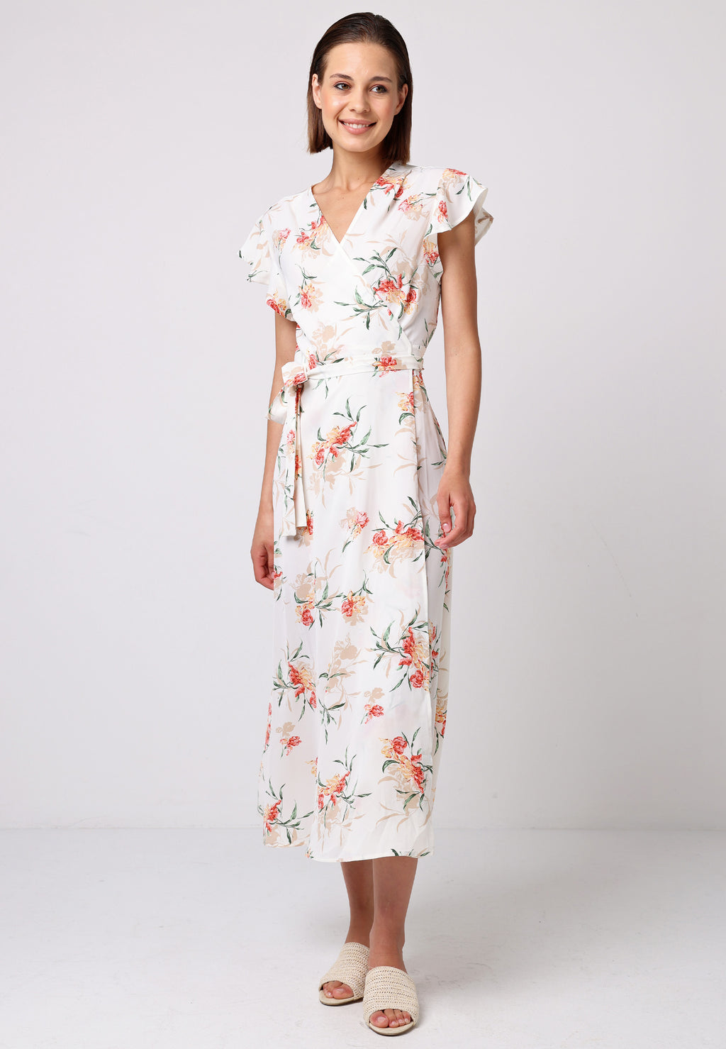 Wrap Maxi Dress with Cap Sleeve