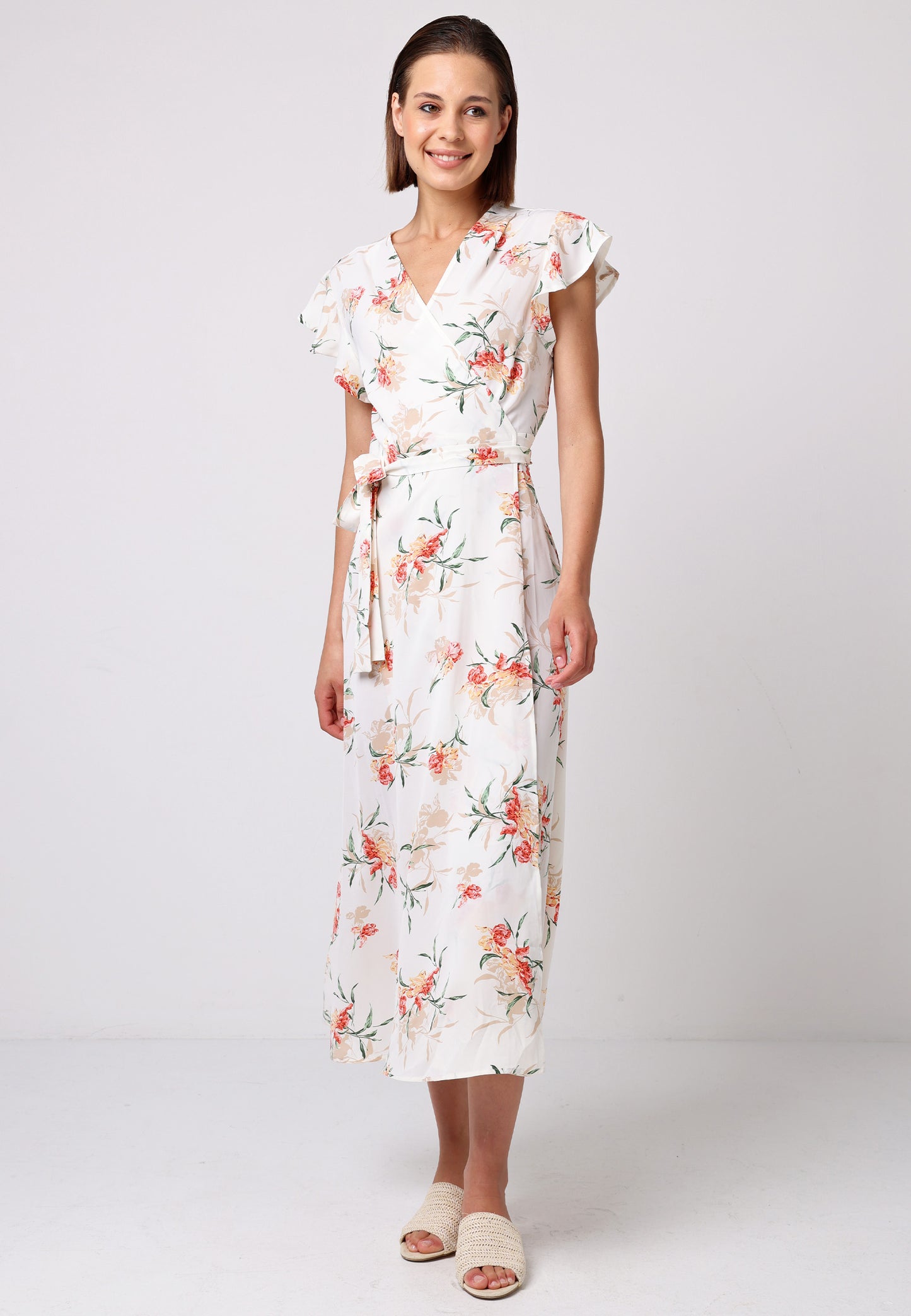 Wrap Maxi Dress with Cap Sleeve