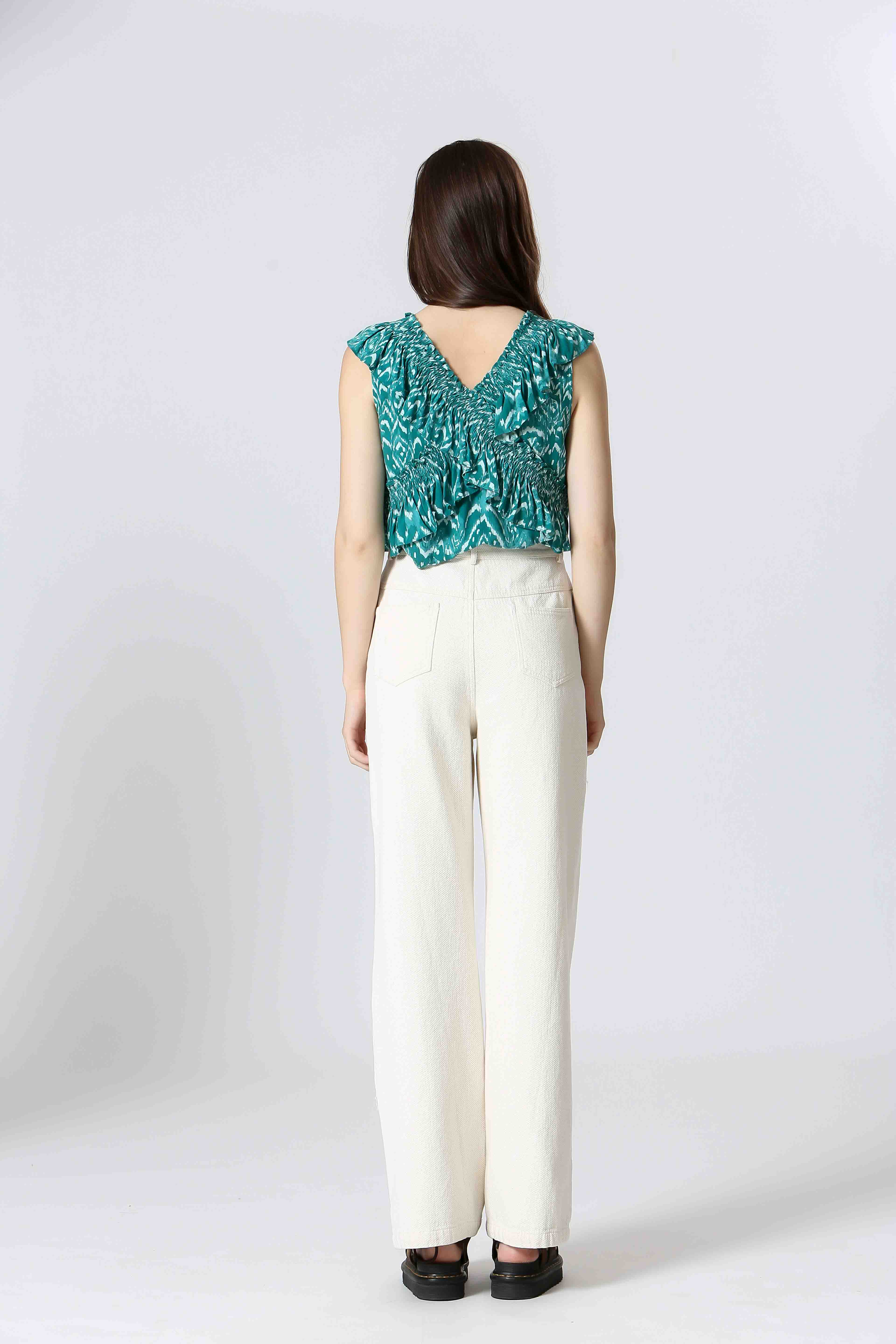 Crossover Ruffle Detail Cropped Tank