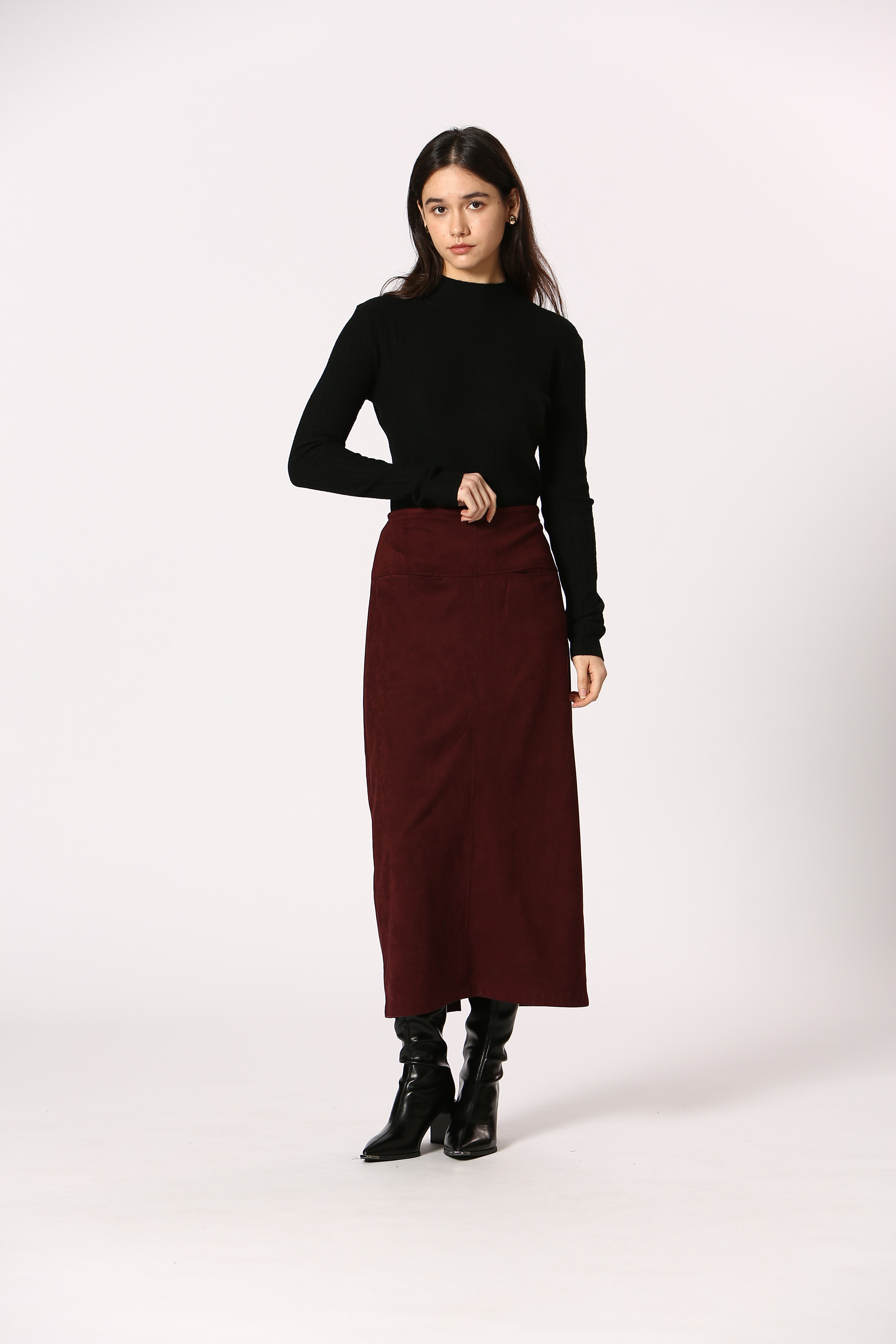 Faux Suede Midi Skirt