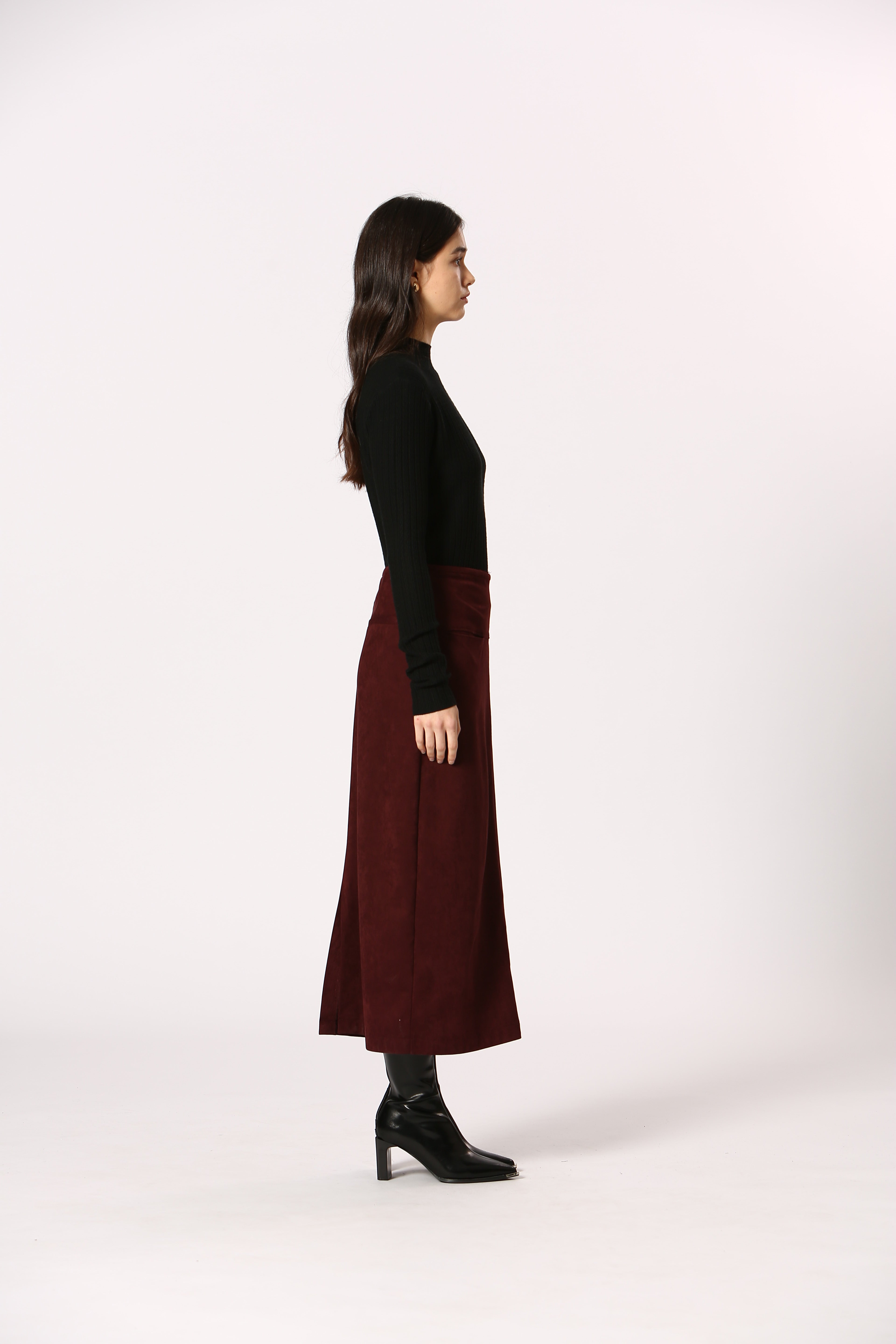 Faux Suede Midi Skirt