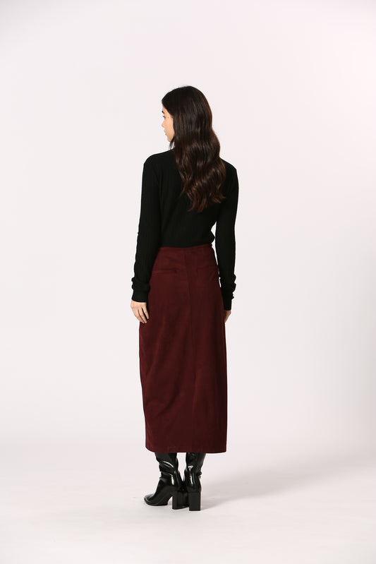 Faux Suede Midi Skirt