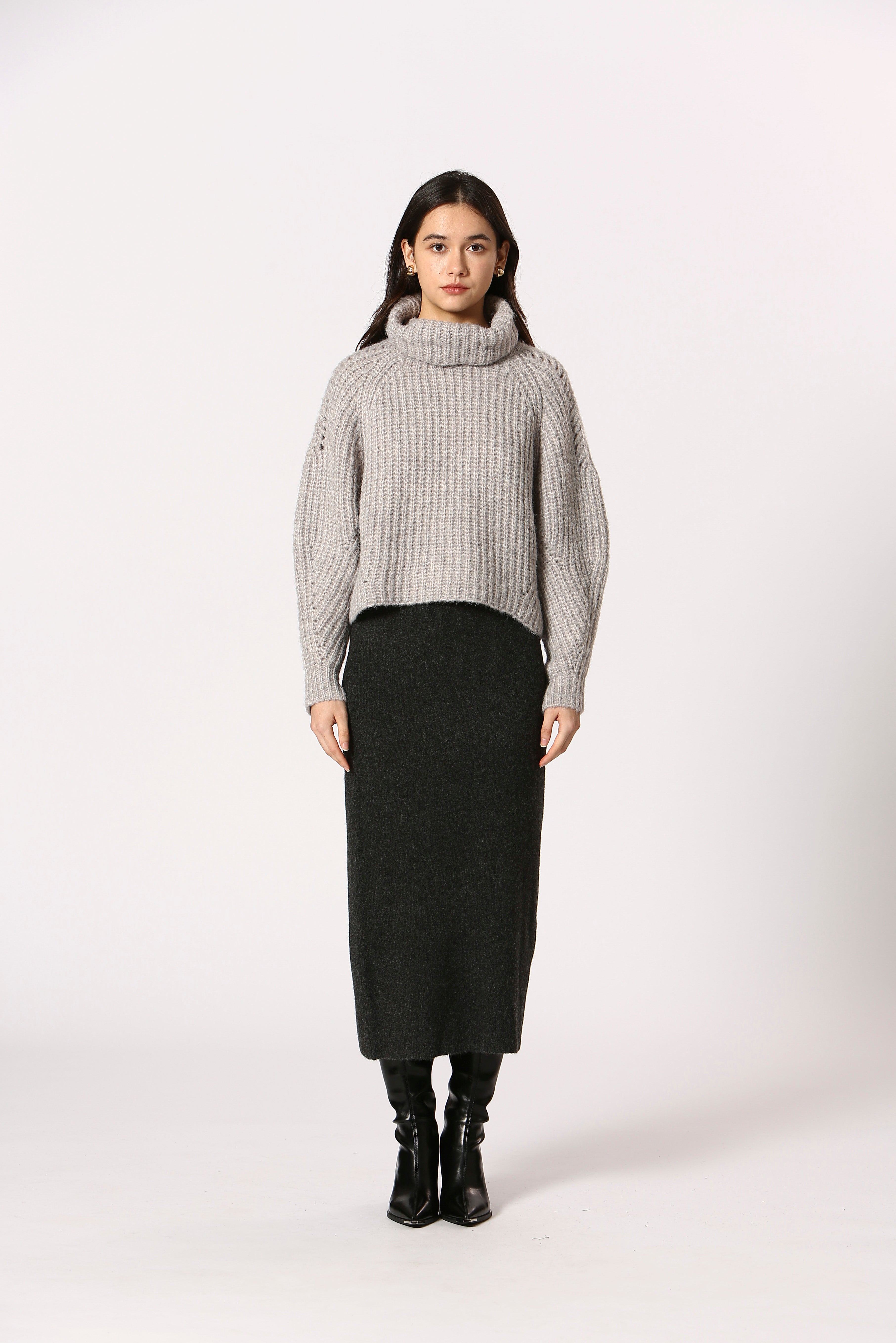 Knit Pencil Midi Skirt