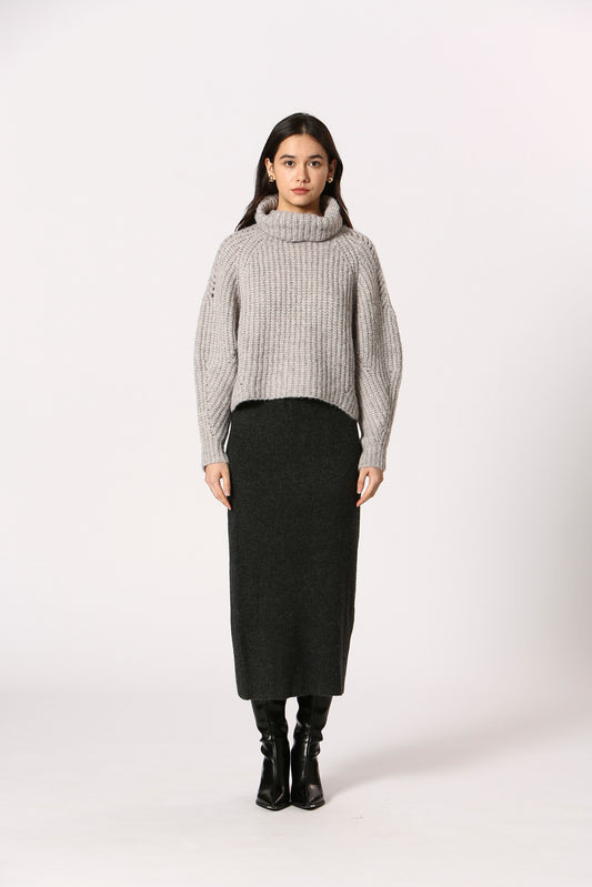 Knit Pencil Midi Skirt