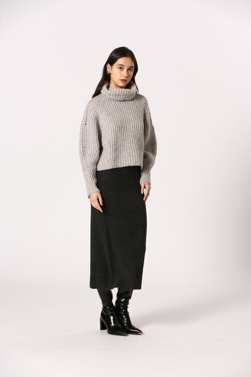 Knit Pencil Midi Skirt