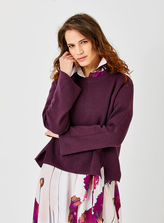 TADEA RIB CREW NECK CROP KNIT
