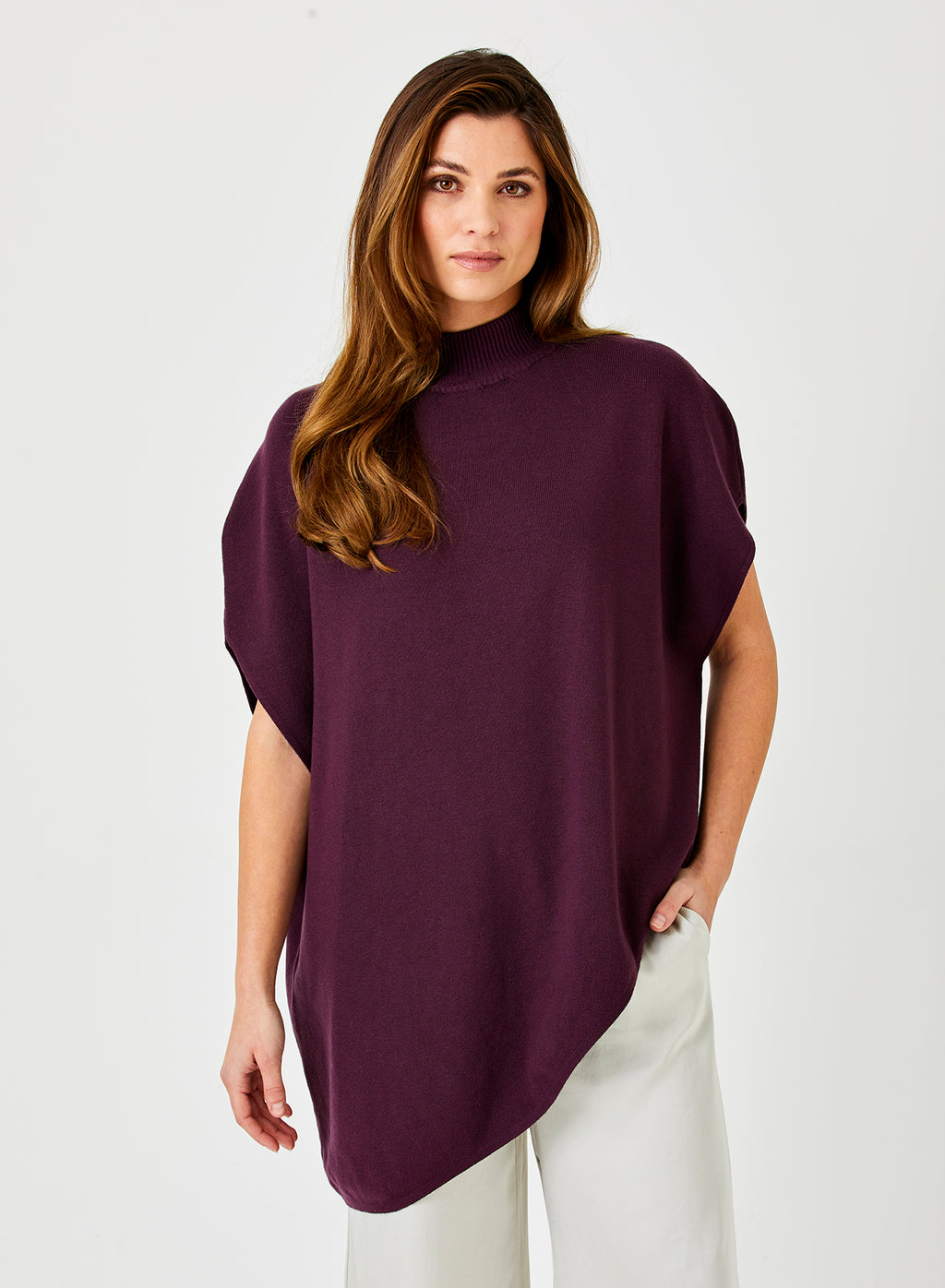 THEO ASYMETRIC KNIT PONCHO