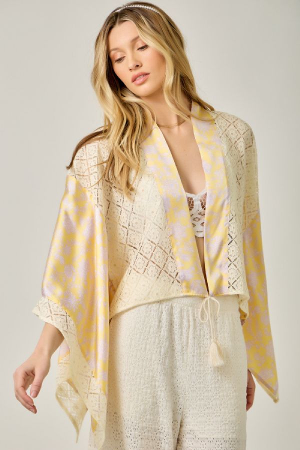 Front Tie Tassel Floral Cover Up