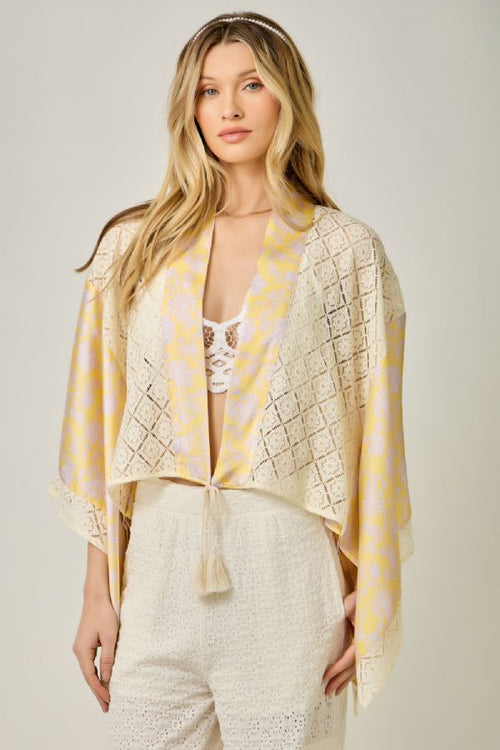 Front Tie Tassel Floral Cover Up