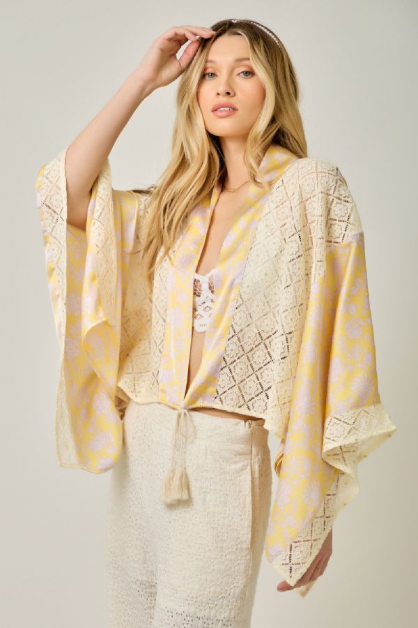 Front Tie Tassel Floral Cover Up