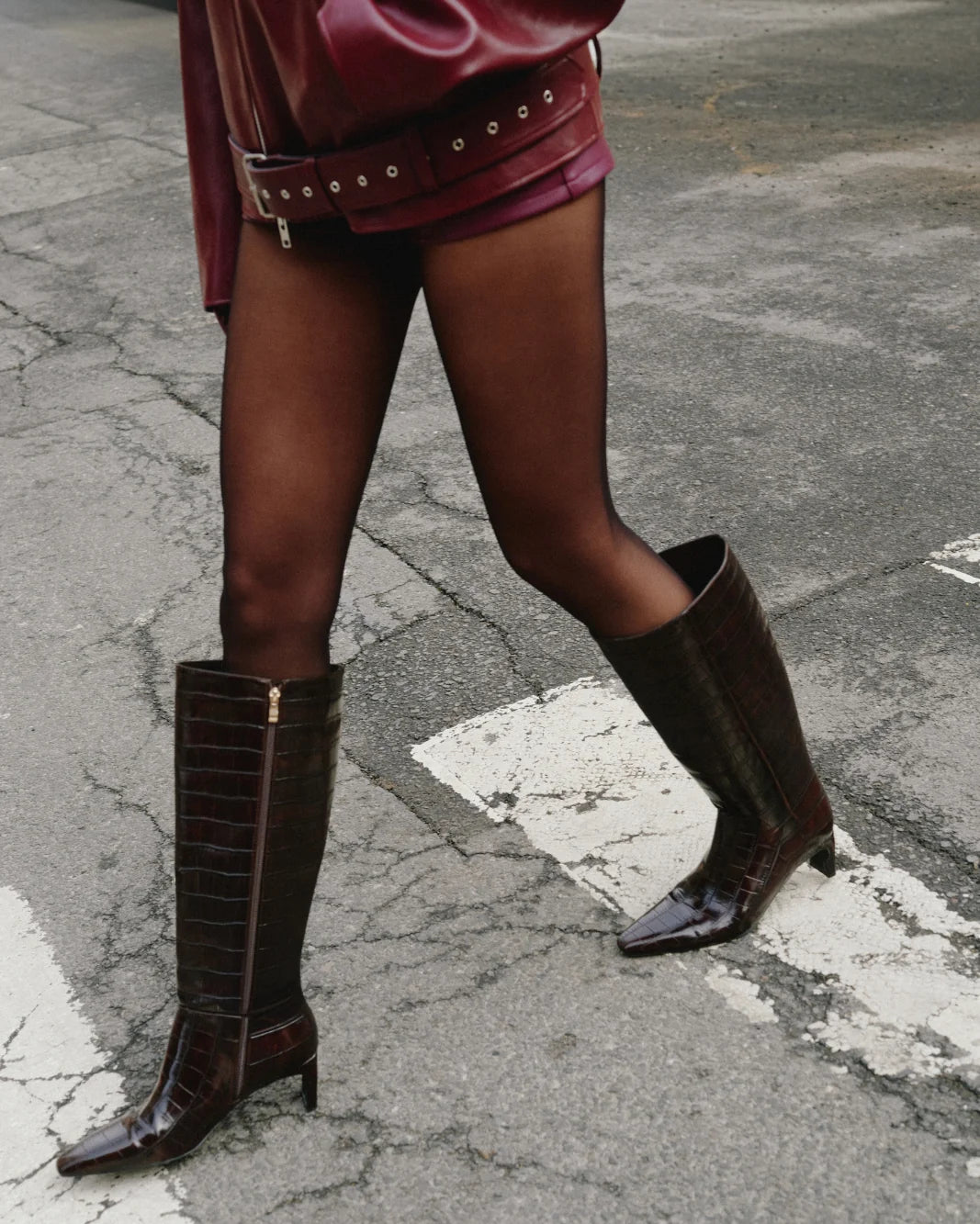 Rocky Faux Croc Knee High Boot