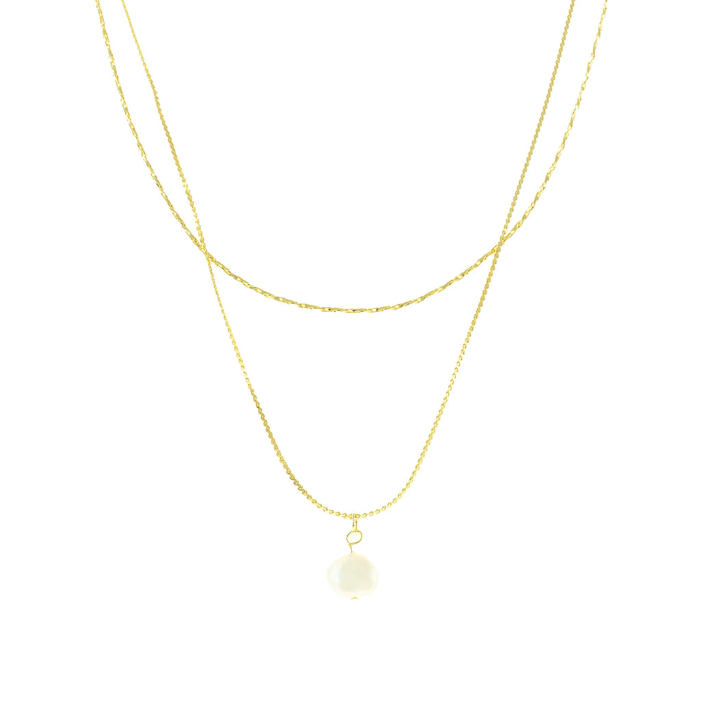 Double Layered Freshwater Pearl Pendant Necklace