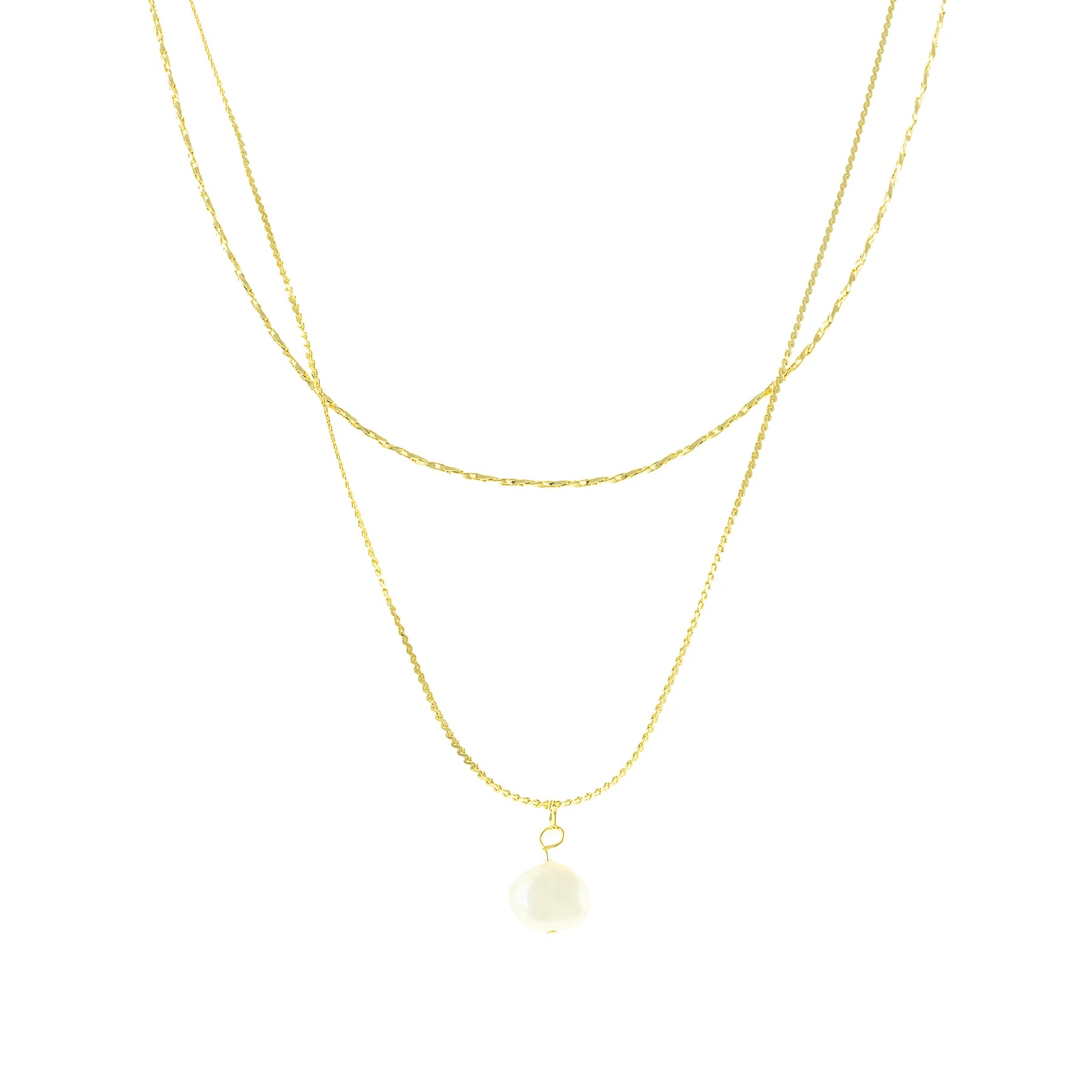 Double Layered Freshwater Pearl Pendant Necklace
