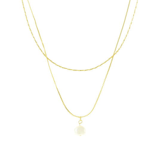 Double Layered Freshwater Pearl Pendant Necklace