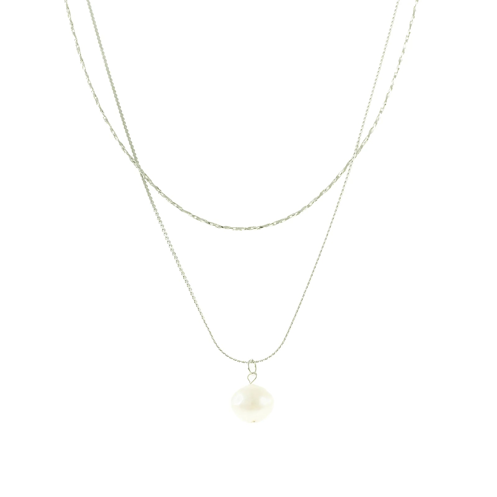 Double Layered Freshwater Pearl Pendant Necklace