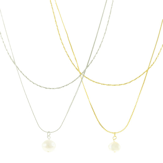 Double Layered Freshwater Pearl Pendant Necklace