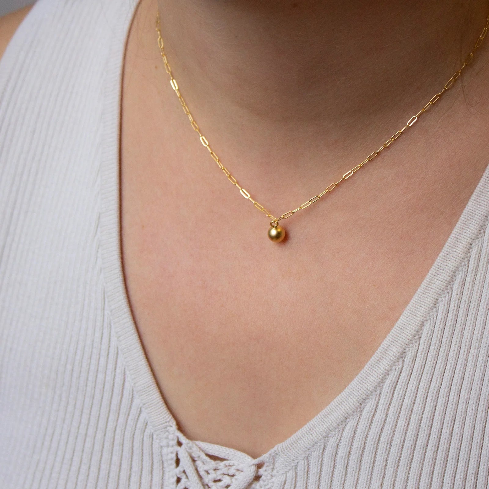 Matte Ball Pendant Necklace
